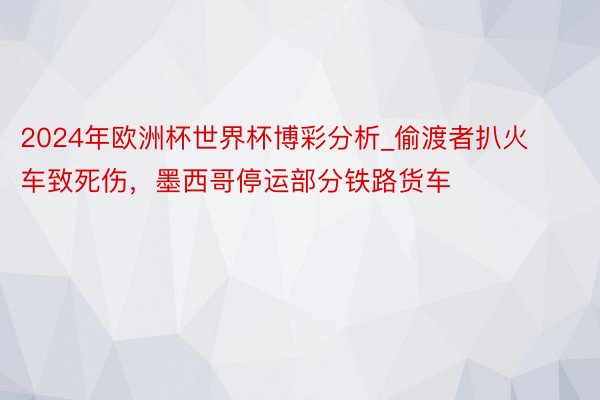 2024年欧洲杯世界杯博彩分析_偷渡者扒火车致死伤，墨西哥停运部分铁路货车